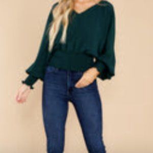 Red Dress Boutique Take A Look Dark Green Top